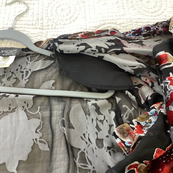 XSCAPE Silk Burnout Velvet Kimono Cardigan Jacket Women Plus Size 20W Long Flowe - Picture 11 of 16